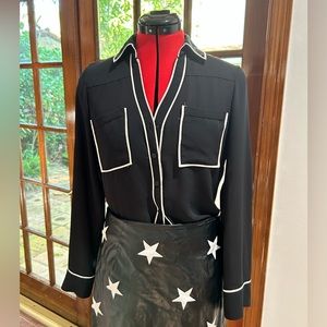 Flattering Express collar shirt.